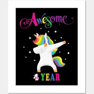 4th Birthday Unicorn Posters and Art